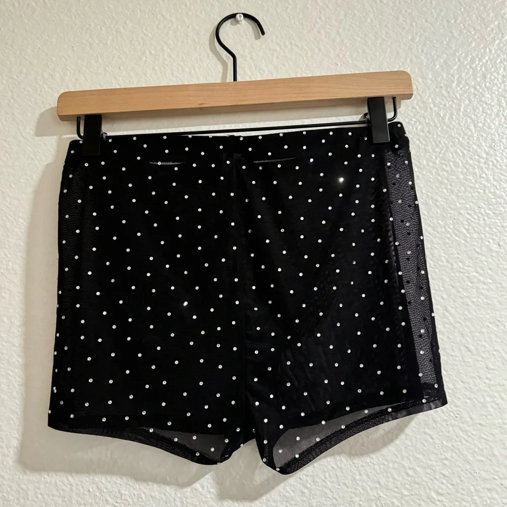 NWT Bear Dance Black Mesh Rhinestone Shorts - Picture 2 of 7